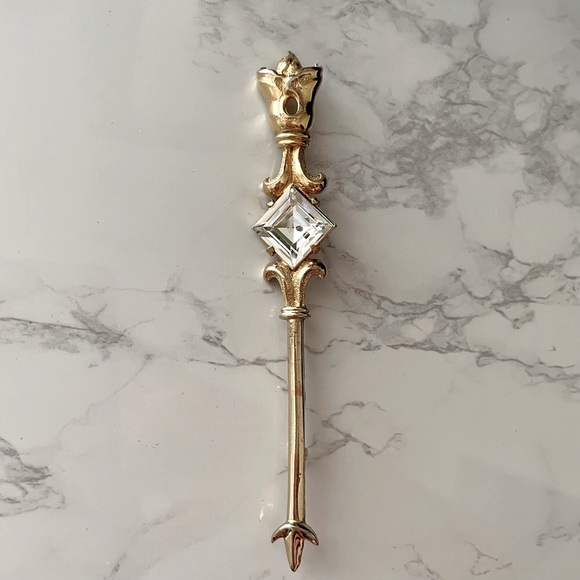 Vintage Gold and Crystal Scepter Brooch Pin by Bobley - Picture 9 of 9